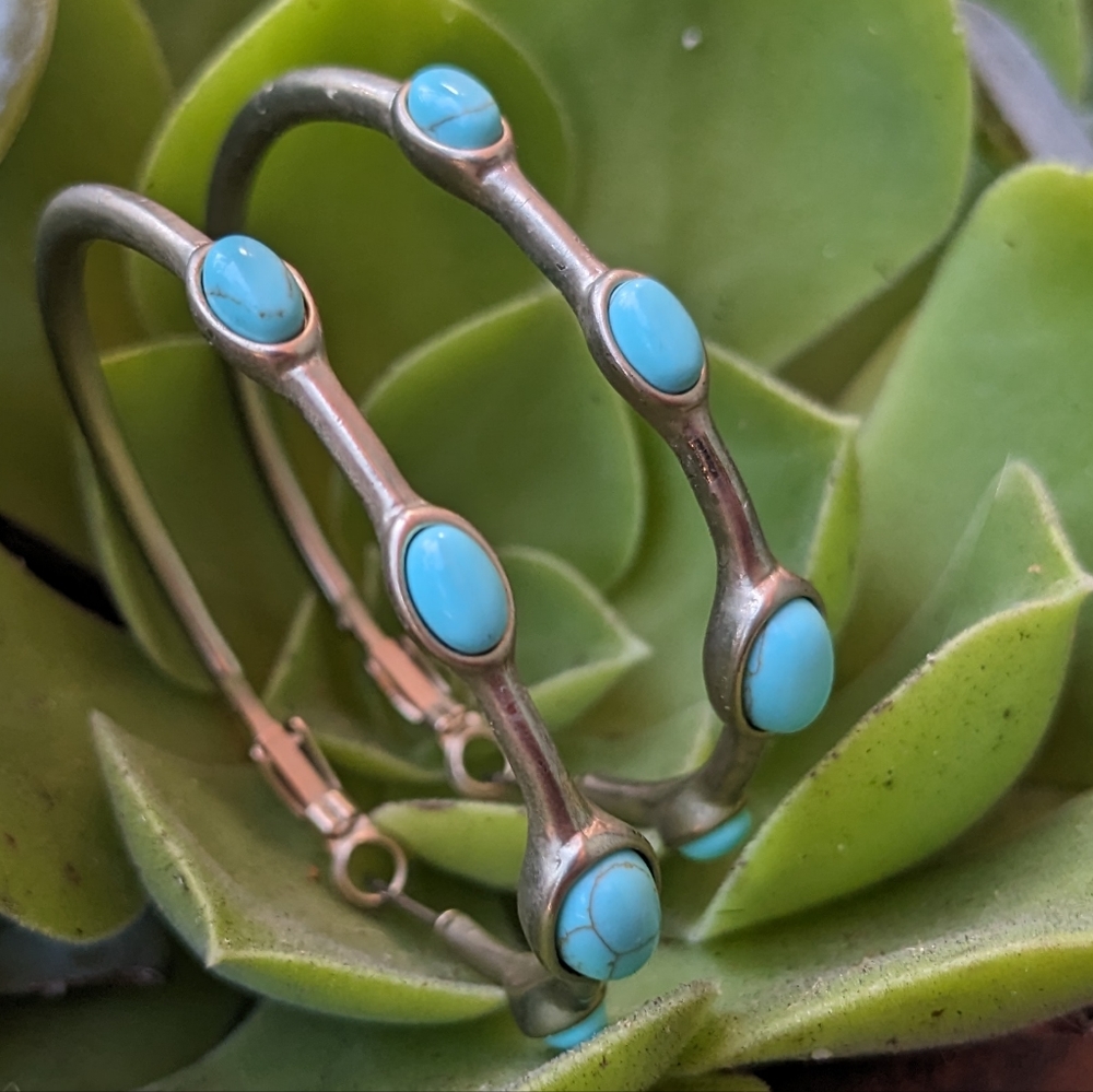 Turquoise and gold hoops